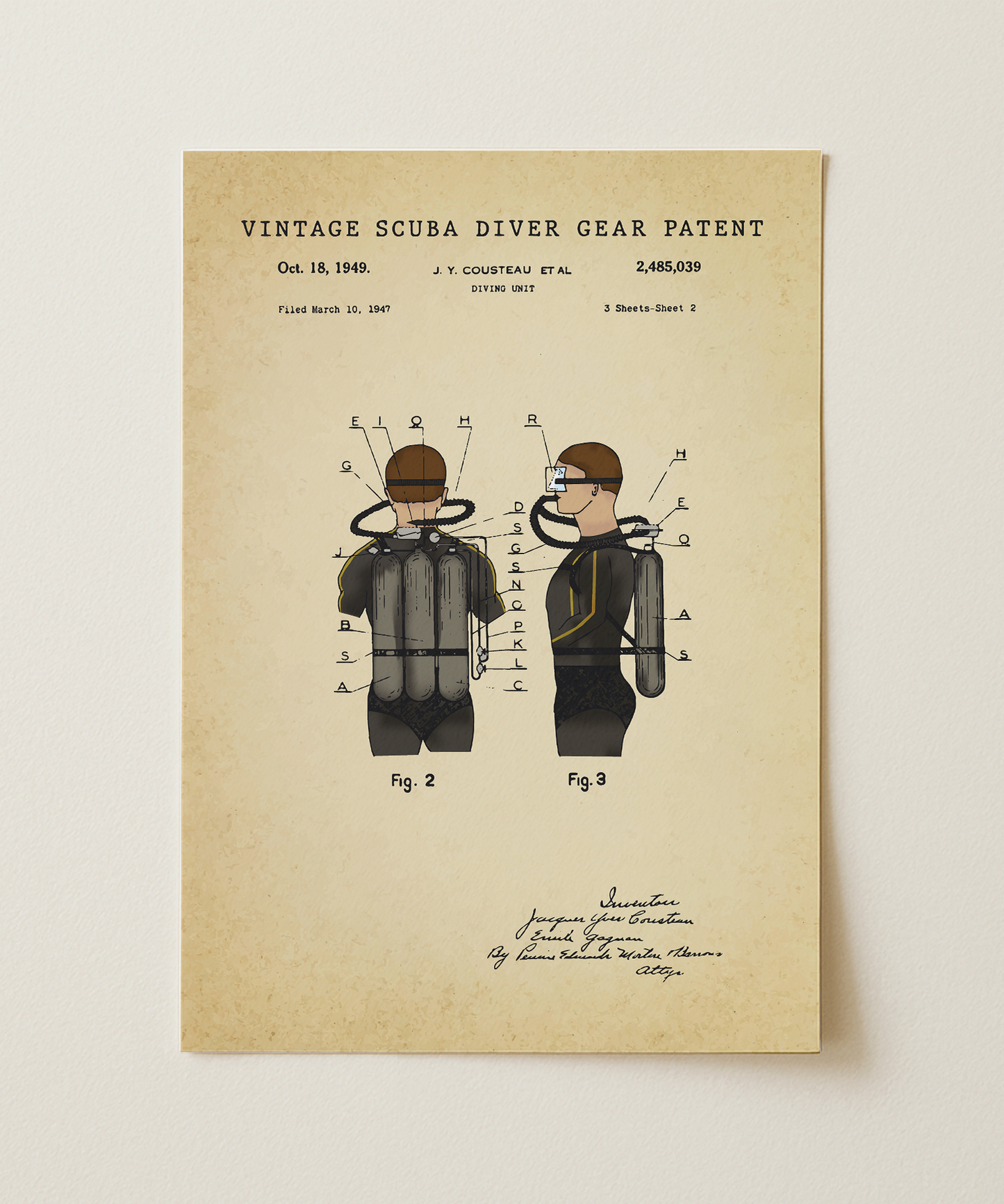 Vintage Scuba Diver Gear Patent