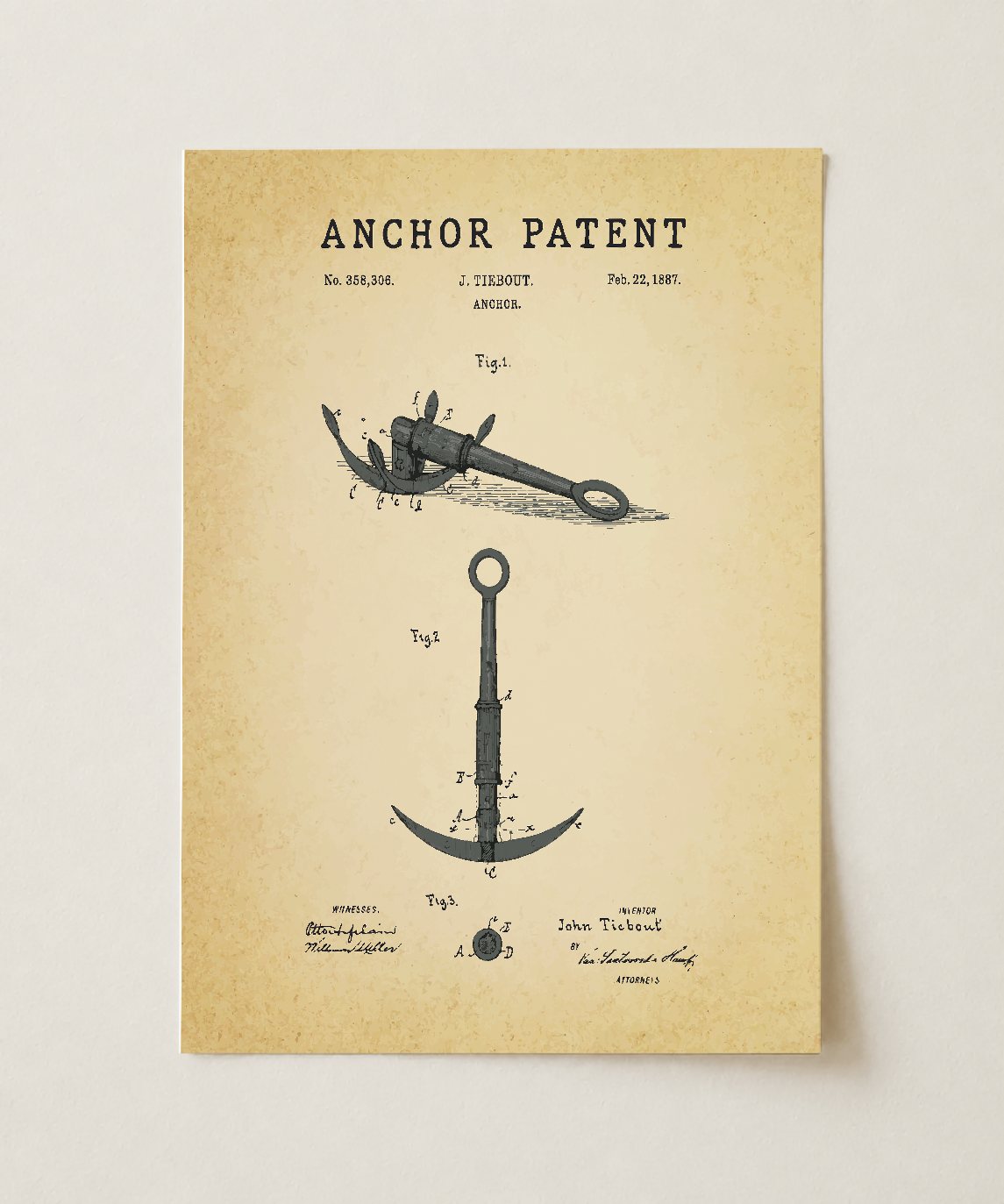 Anchor patent print, unframed