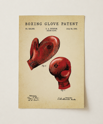 Boxing glove patent print, unframed