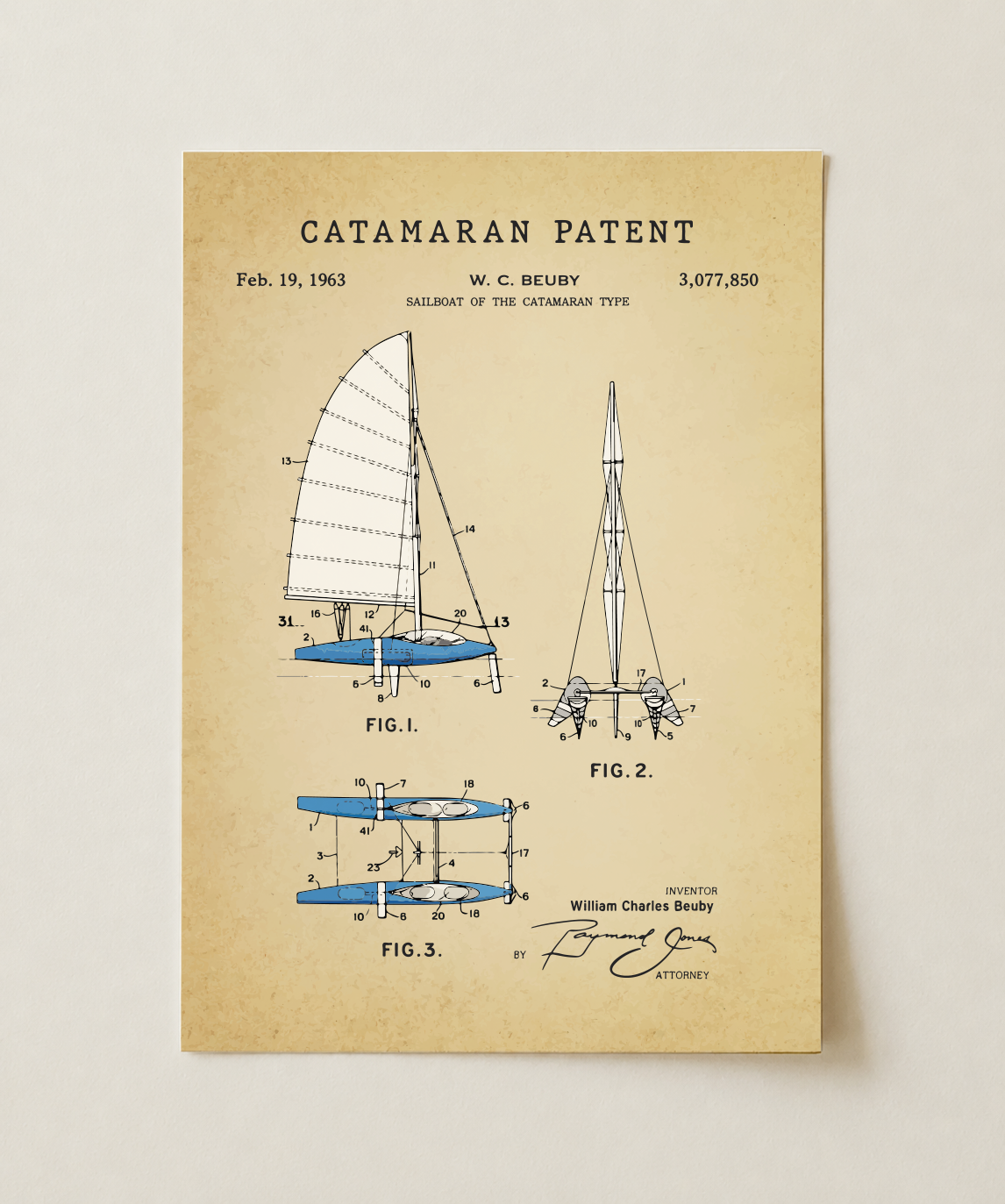 Catamaran patent print, unframed