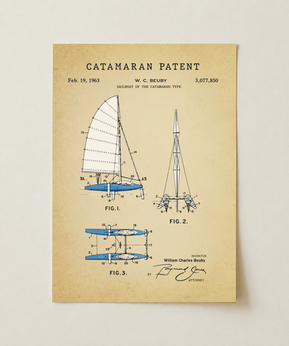 Catamaran patent print, unframed
