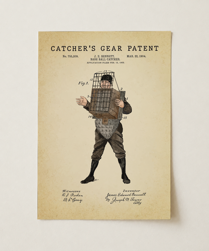 Catcher's gear patent print, unframed