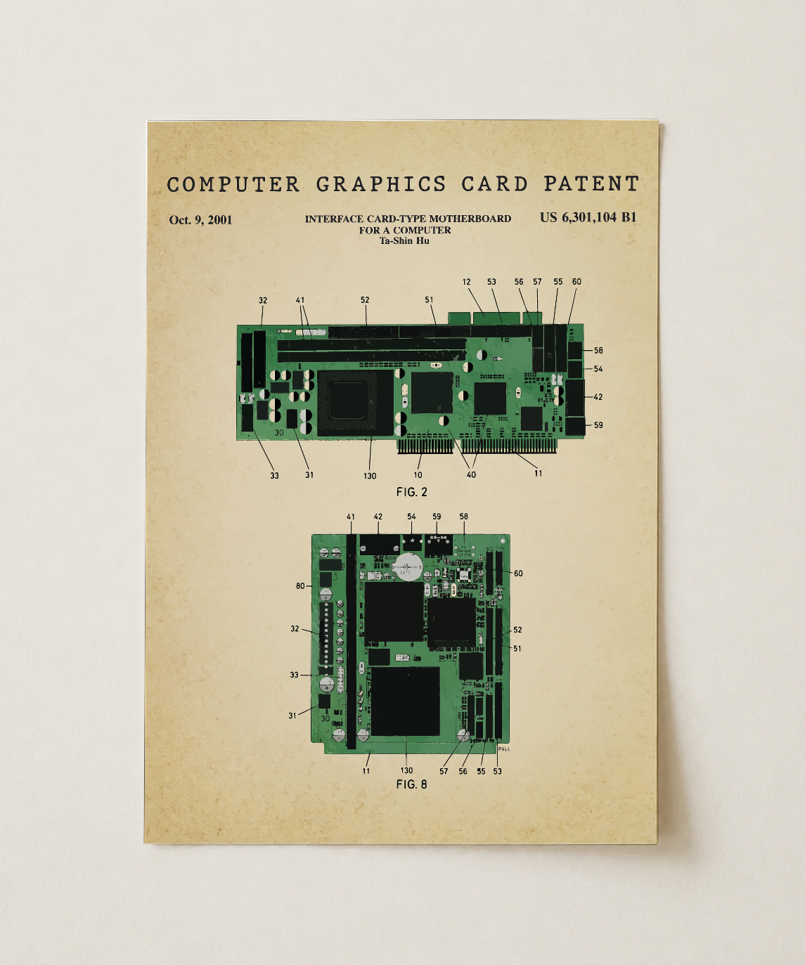 Computer graphics card patent print, unframed
