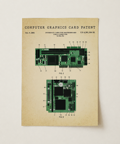 Computer graphics card patent print, unframed