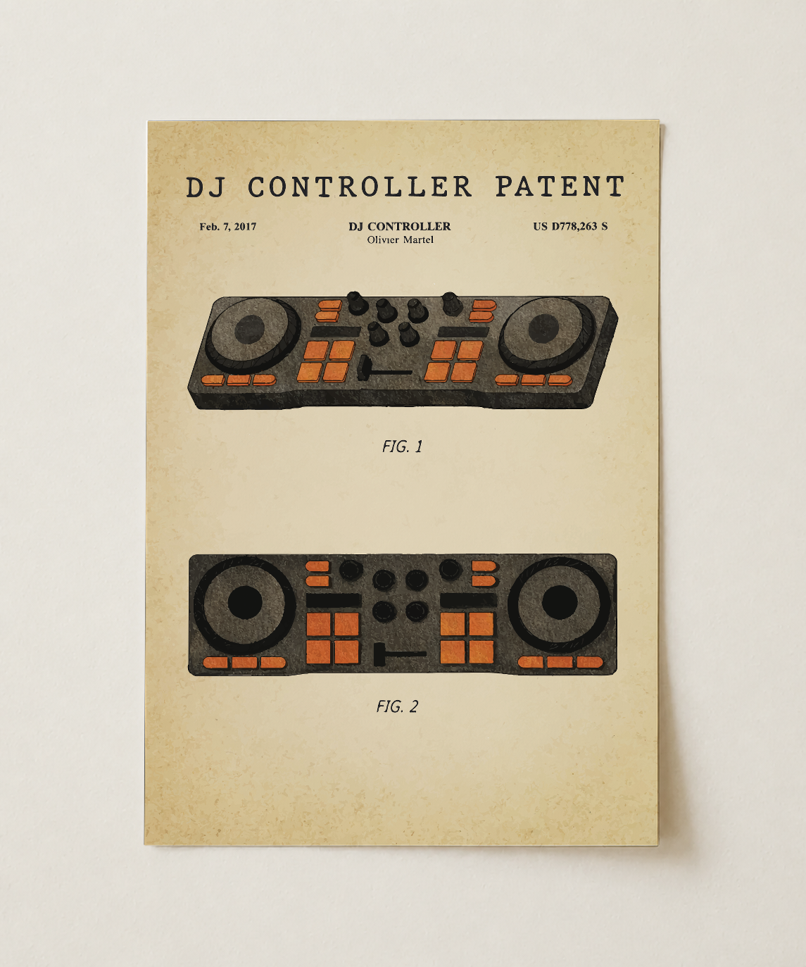 DJ controller patent print, unframed