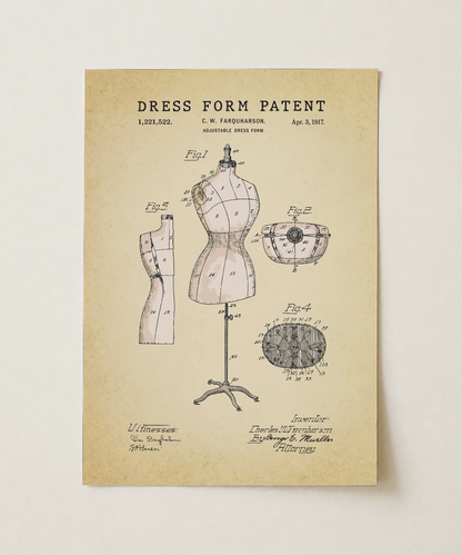 Dress form patent print, unframed