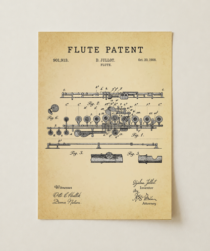 Flute patent print, unframed