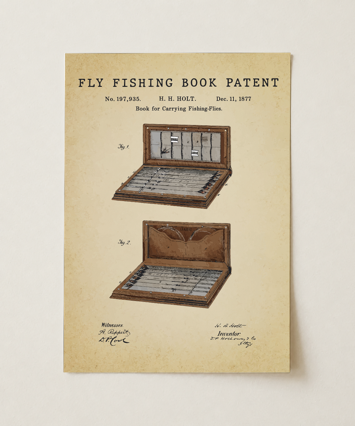 Fly fishing book patent print, unframed