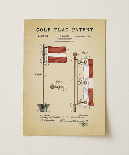 Golf flag patent print, unframed