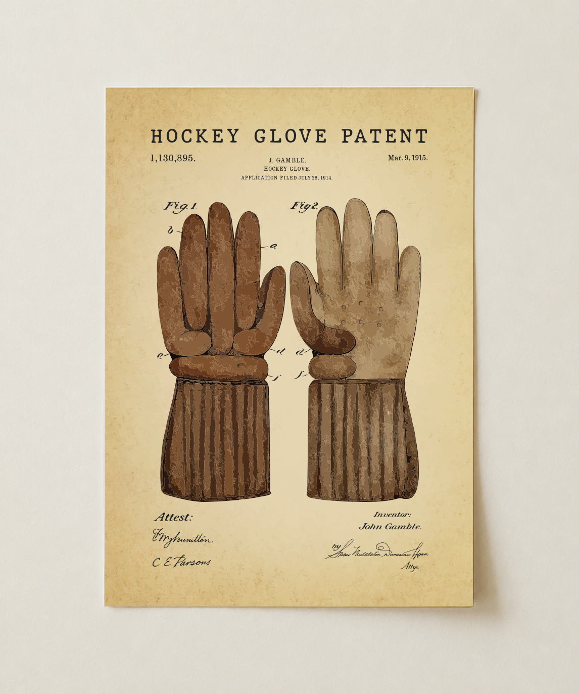 Hockey patent print, unframed