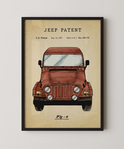 Jeep patent print in a black frame