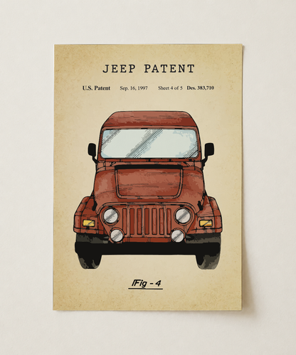 Jeep patent print, unframed