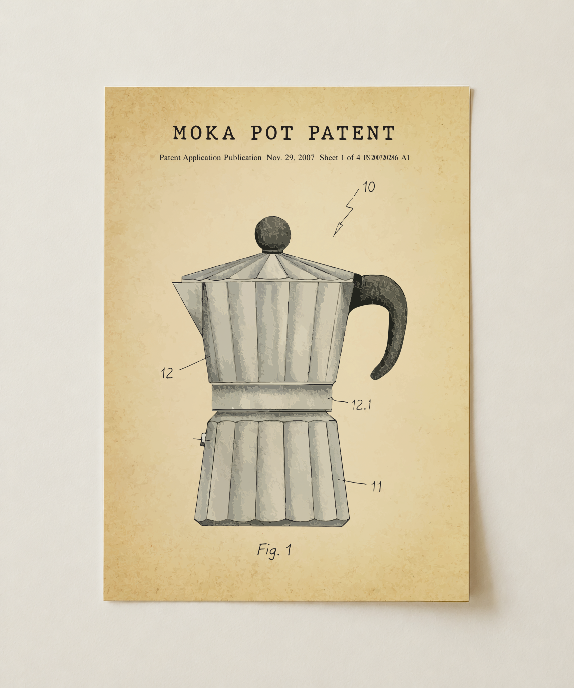 Moka pot patent print, unframed