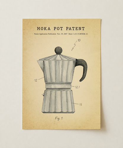 Moka pot patent print, unframed
