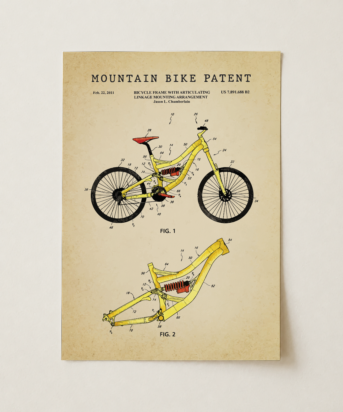 Mountain bike patent print, unframed