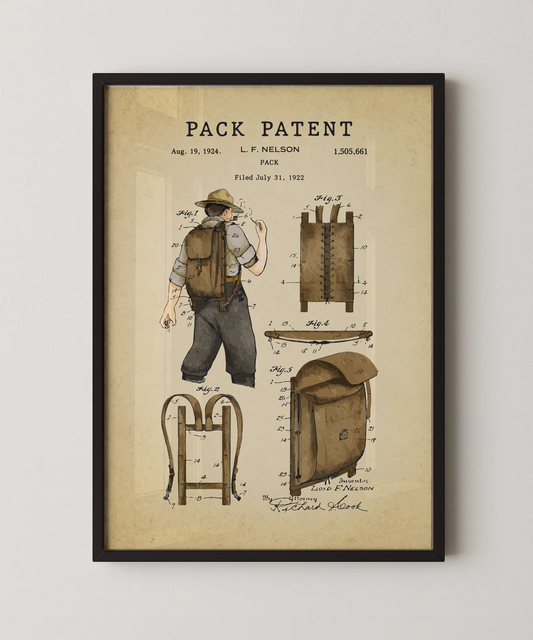 Pack patent print in a black frame