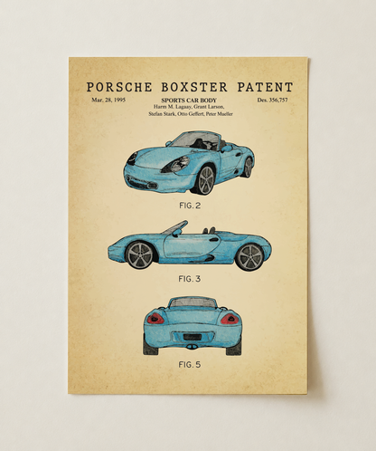 Porsche Boxster patent print, unframed