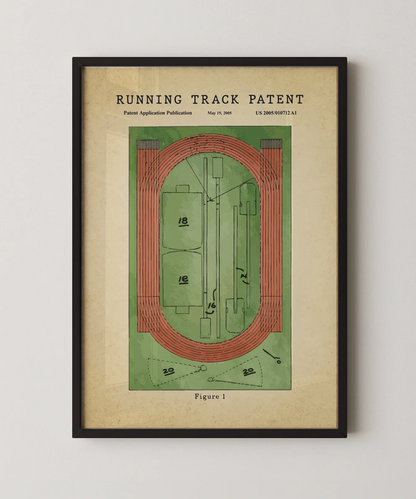 Running track patent print in a black frame