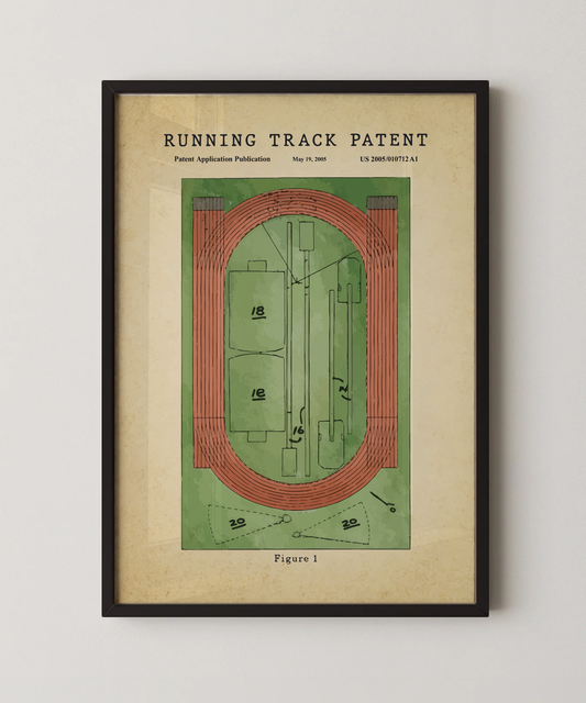 Running track patent print in a black frame