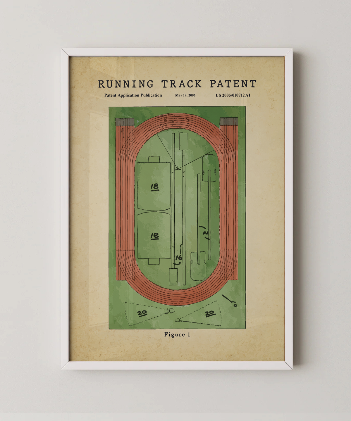 Running track patent print in a white frame