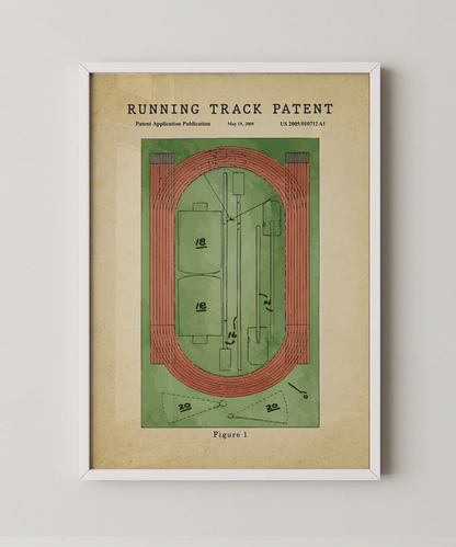 Running track patent print in a white frame