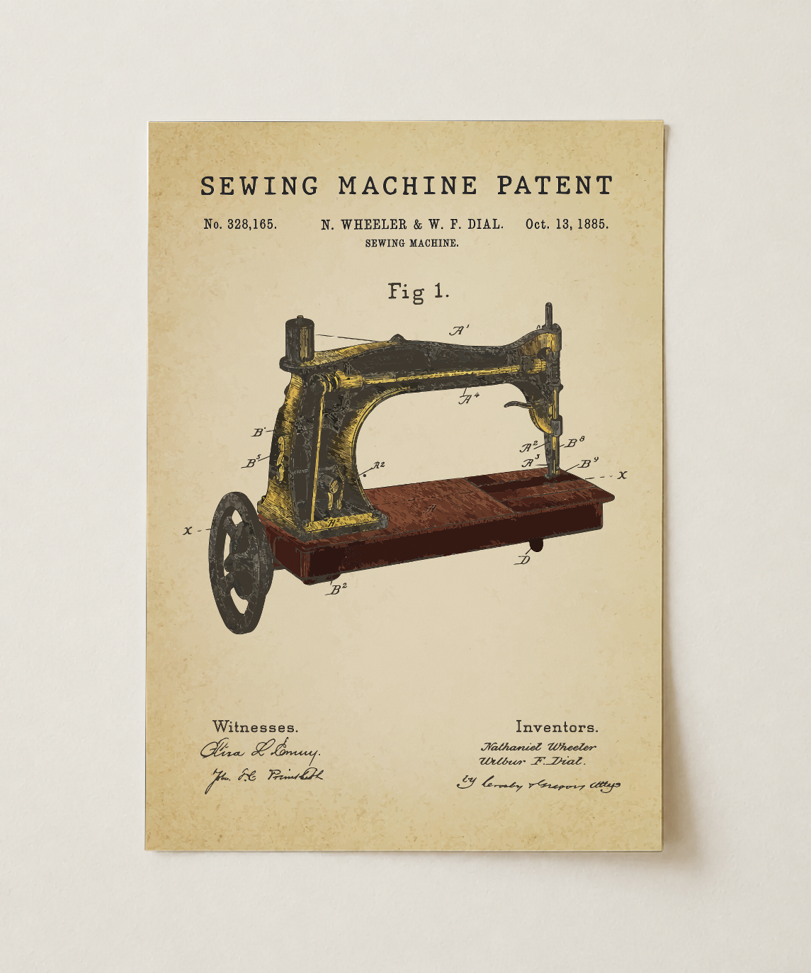 Sewing machine patent print, unframed