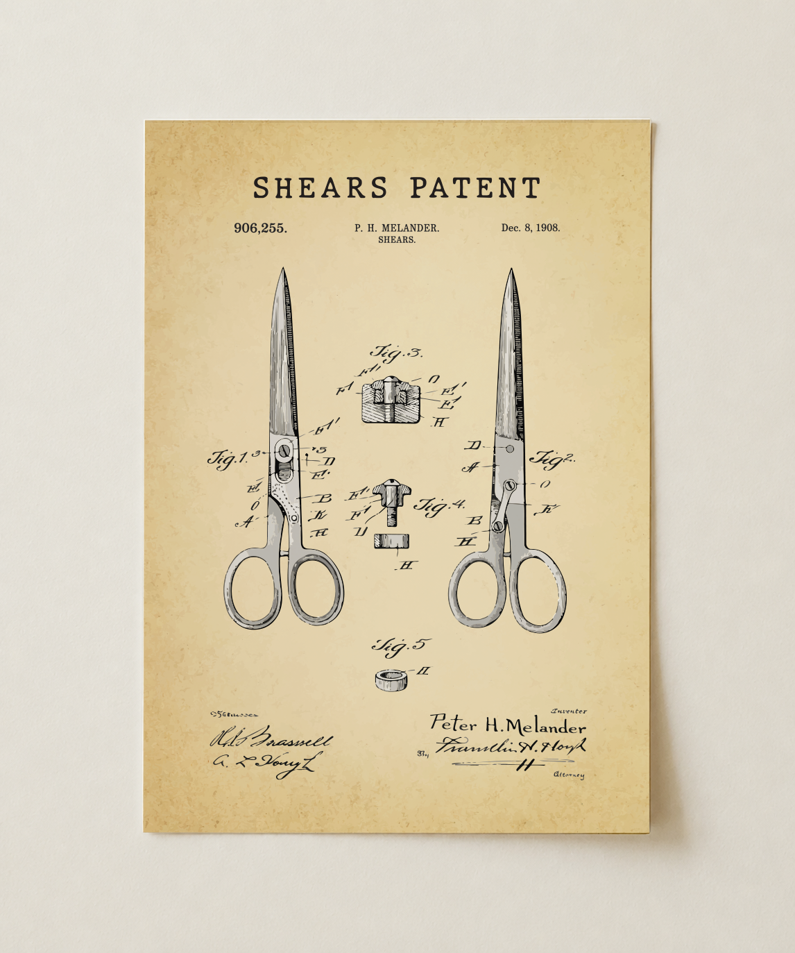Shears patent print, unframed