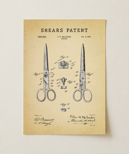 Shears patent print, unframed
