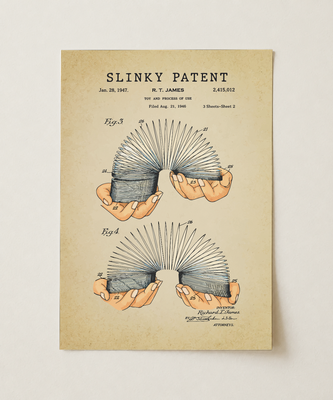 Slinky patent print, unframed