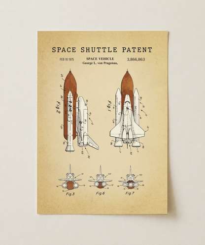 Space shuttle patent print, unframed