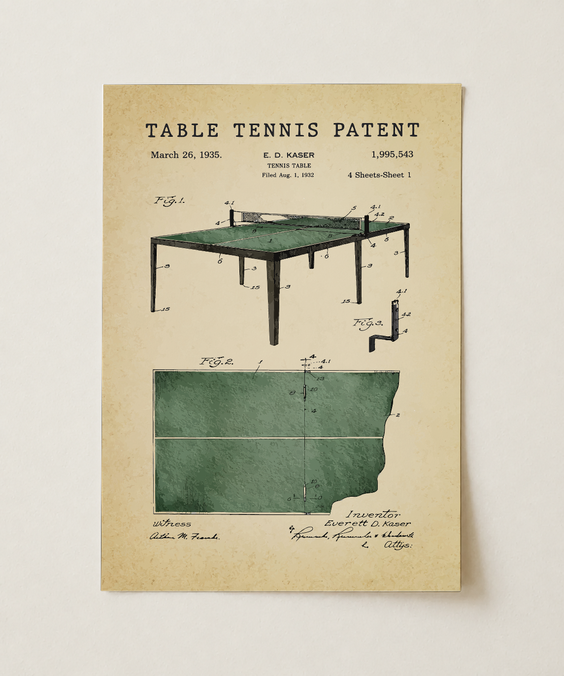 Table tennis patent print, unframed