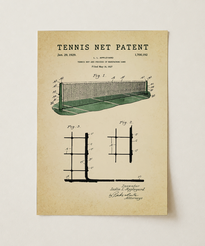 Tennis net patent print, unframed