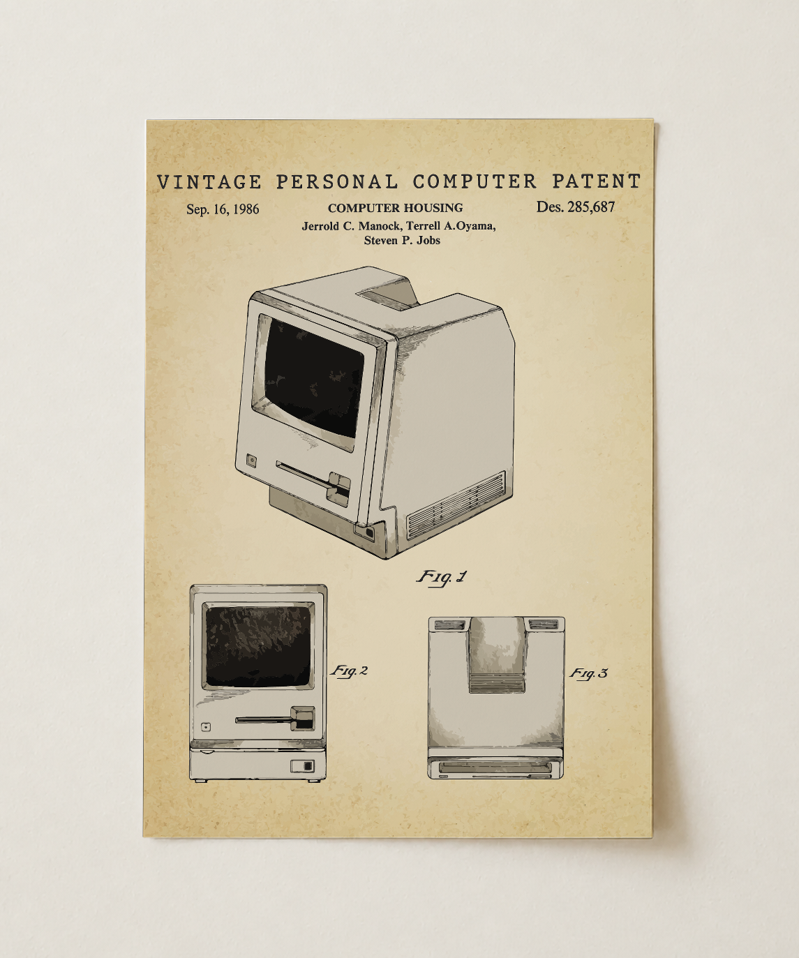 Vintage personal computer patent print, unframed